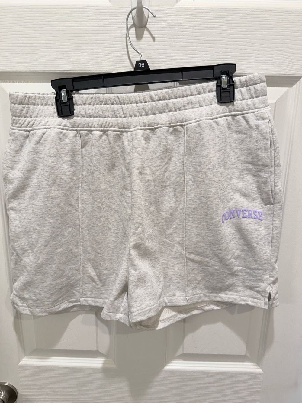 Converse Light Gray Athletic Shorts with Lavender Logo